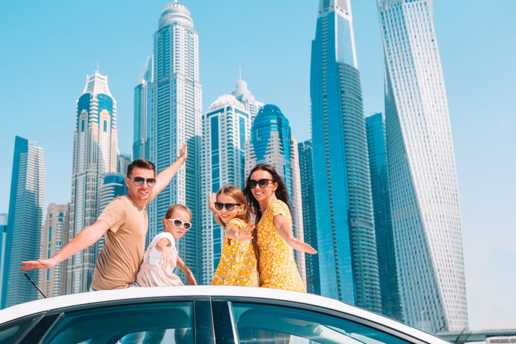 summer car trip and young family on vacation