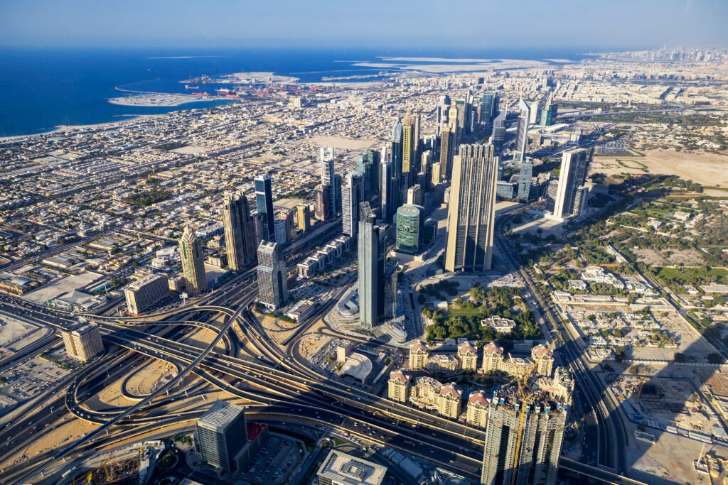 aerial view of dubai city