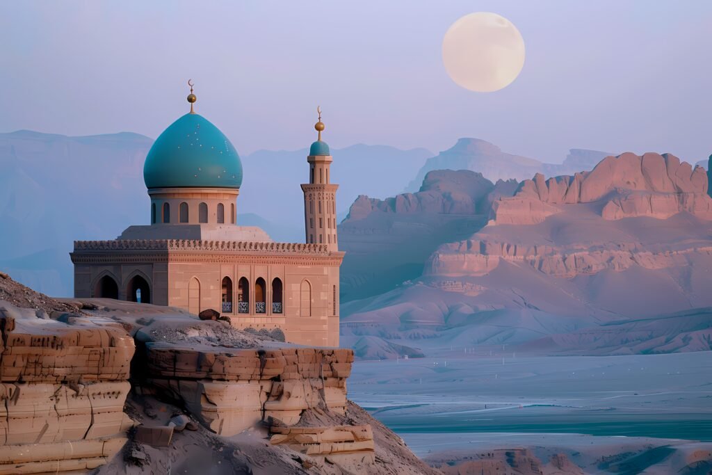 majestic mosque islamic new year celebration with fantasy architecture